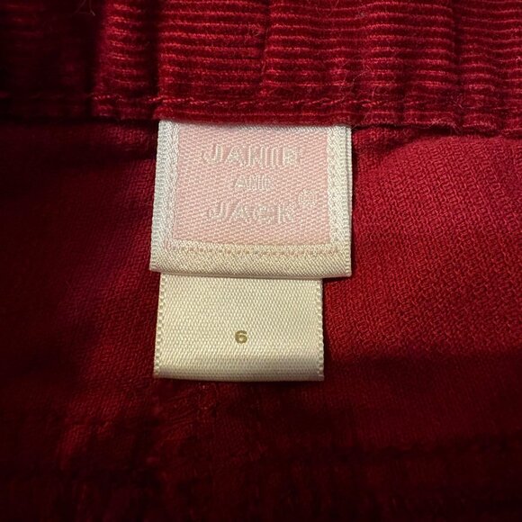 Janie & Jack Red Corduroy Girls Pants Size 6 With Front Pockets & Bow Detail - Picture 2 of 3